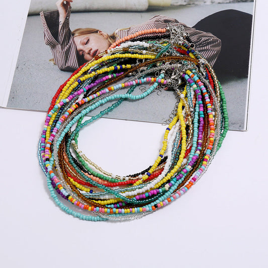 Women's Bohemian Short Handmade Fashion Color Bead Necklaces