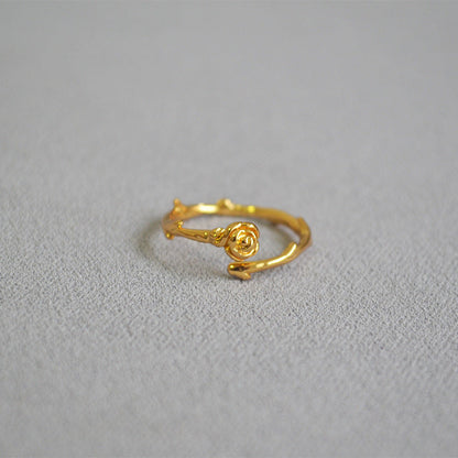 Fashionmonger Personalized Delicate Thorns Rose Flower Brass Gold-plated Rings