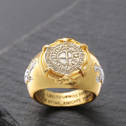Men's Crusader Gold-plated Brave Gold Coin Rings