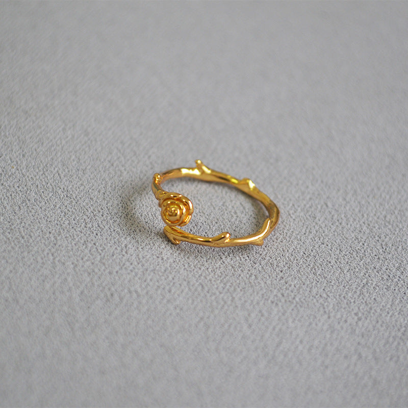 Fashionmonger Personalized Delicate Thorns Rose Flower Brass Gold-plated Rings