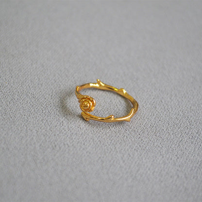 Fashionmonger Personalized Delicate Thorns Rose Flower Brass Gold-plated Rings
