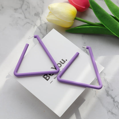 Women's Exaggerated Triangle Rubber Paint Good Texture Earrings