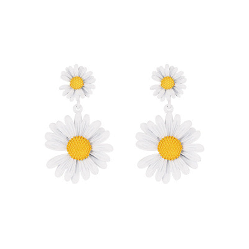 Sier Needle Female Little Daisy Stylish Simple Earrings