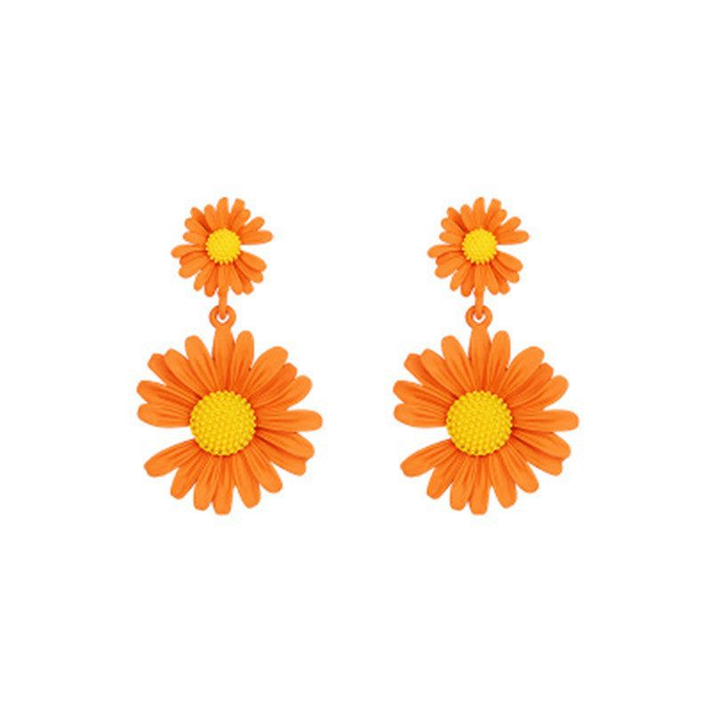 Sier Needle Female Little Daisy Stylish Simple Earrings