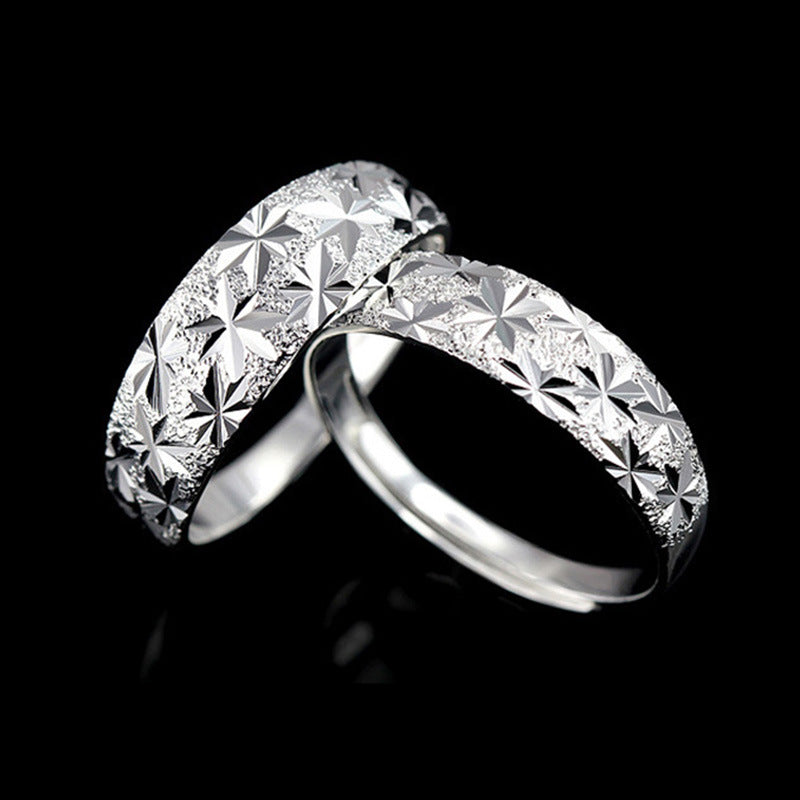 Women's & Men's Sier Plated Couple Temperament Female Starry Rings