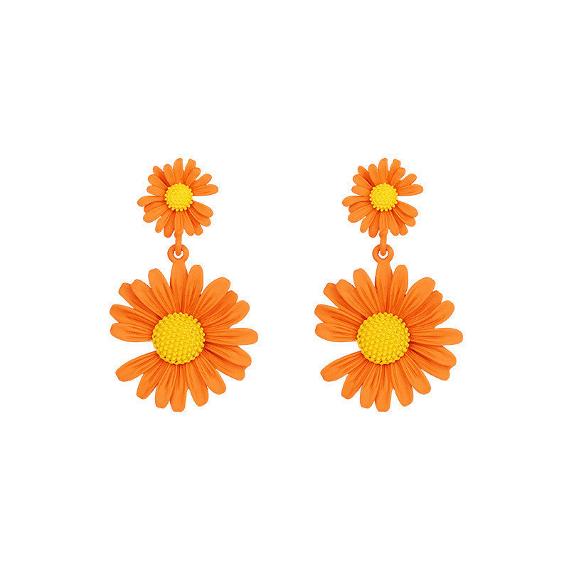 Sier Needle Female Little Daisy Stylish Simple Earrings