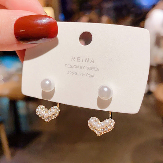 Sier Needle Simple Female Delicate Rhinestone Small Earrings