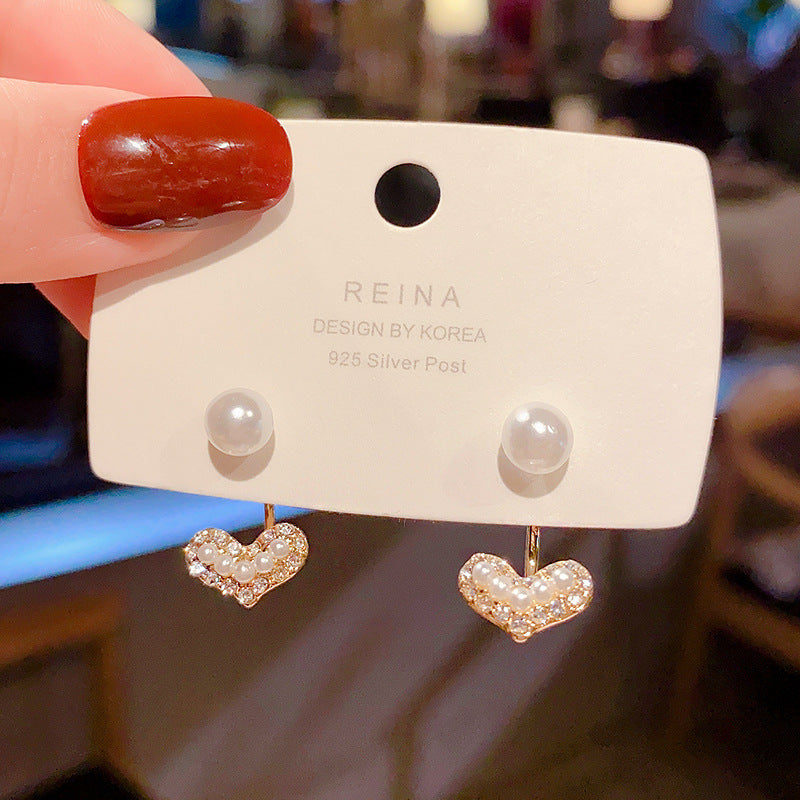 Sier Needle Simple Female Delicate Rhinestone Small Earrings