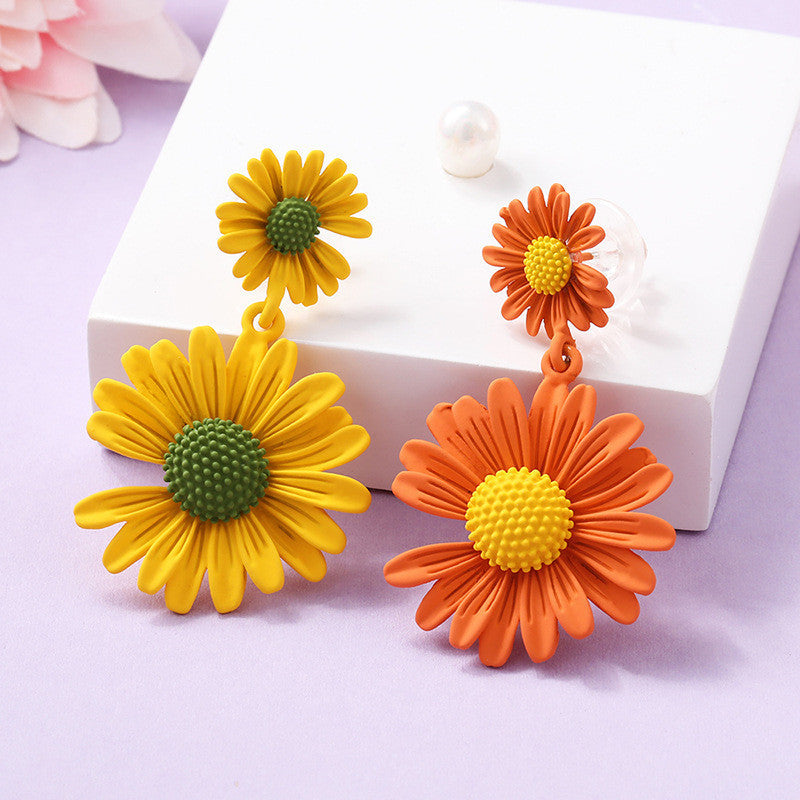 Sier Needle Female Little Daisy Stylish Simple Earrings