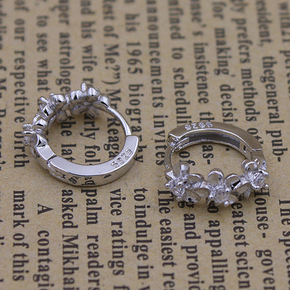 Women's Fashion Sier Plated Ear Camellia Clip Earrings