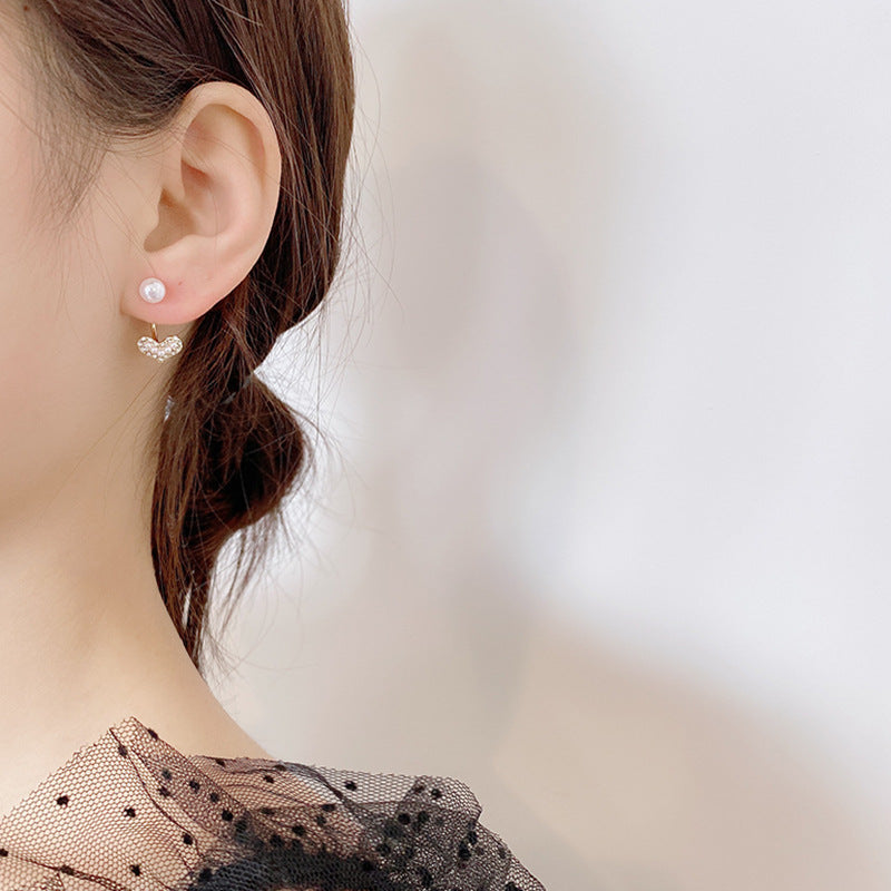 Sier Needle Simple Female Delicate Rhinestone Small Earrings