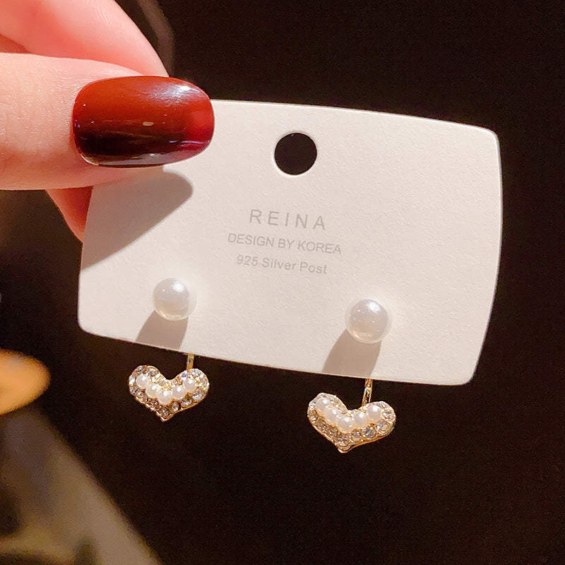 Sier Needle Simple Female Delicate Rhinestone Small Earrings