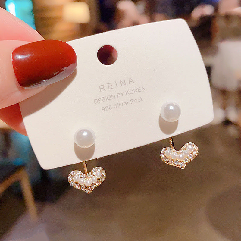 Sier Needle Simple Female Delicate Rhinestone Small Earrings