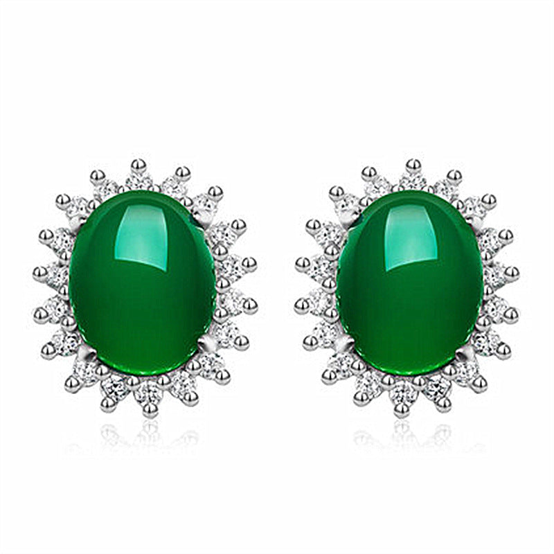 Chalcedony Elegant Sier Flower Popular Jasper Earrings