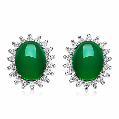 Chalcedony Elegant Sier Flower Popular Jasper Earrings