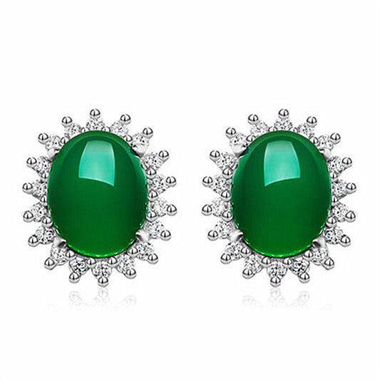 Chalcedony Elegant Sier Flower Popular Jasper Earrings