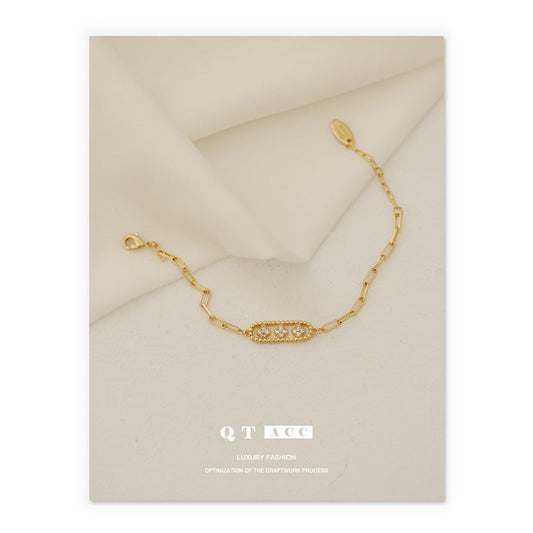 Women's Brass Gold Zircon Inlaid Fashion Style Flower Bracelets