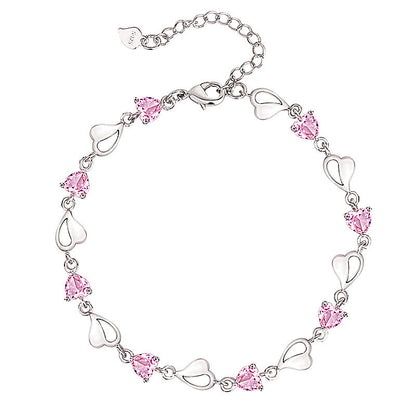 Style Fashion Sier Jewelry Crystal Zircon Amethyst Heart Female Bracelets