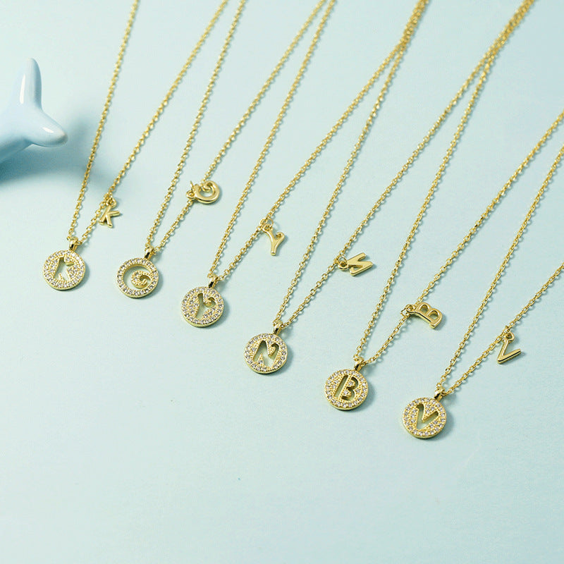 Women's Letter For Diamond Inlaid Clavicle Chain Trendy Necklaces