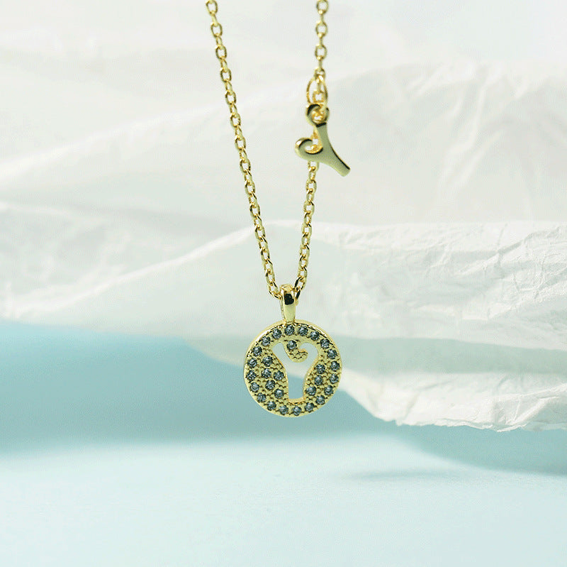 Women's Letter For Diamond Inlaid Clavicle Chain Trendy Necklaces