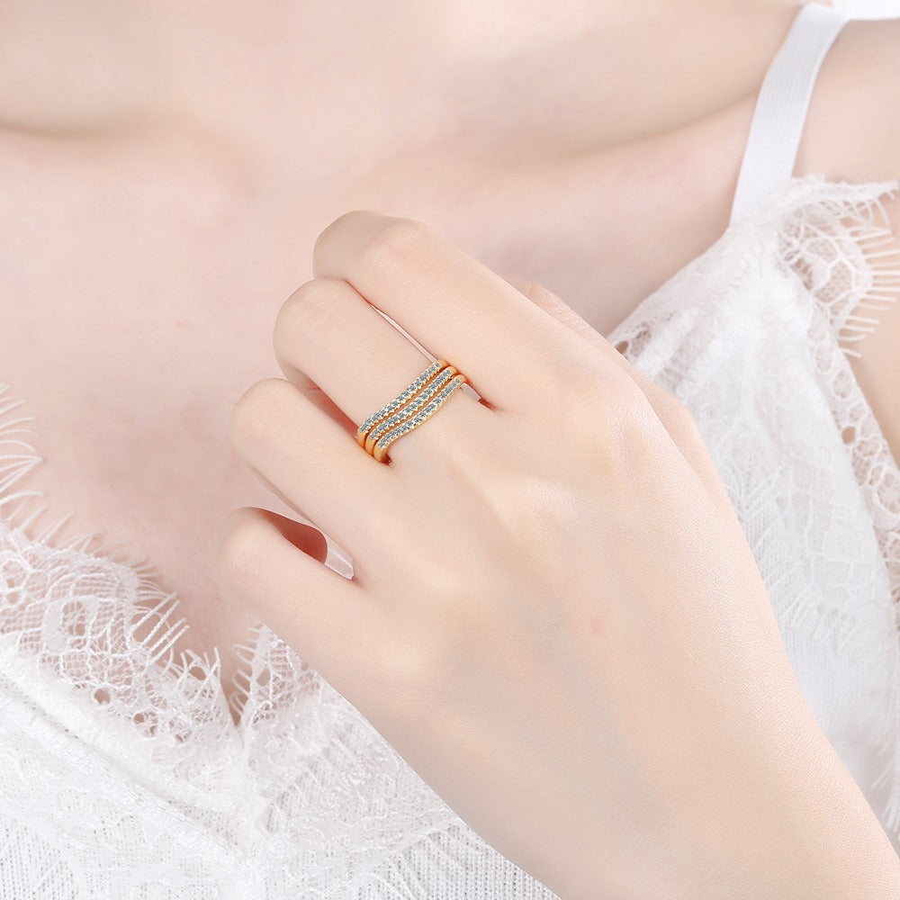 Women's Korean Fashion Diamond Twin Open Adjustable Rings