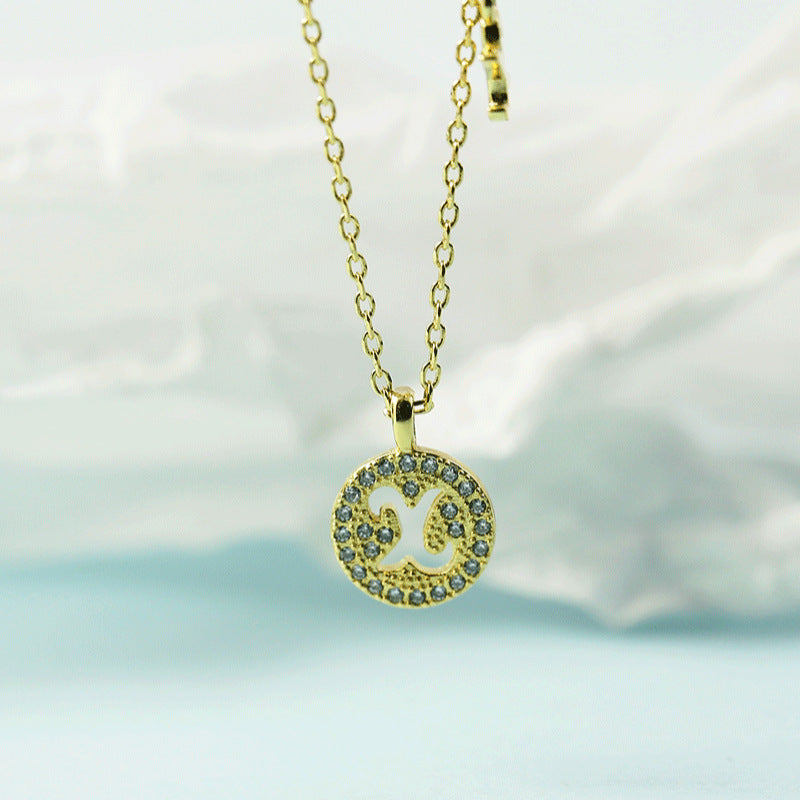 Women's Letter For Diamond Inlaid Clavicle Chain Trendy Necklaces