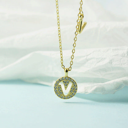Women's Letter For Diamond Inlaid Clavicle Chain Trendy Necklaces