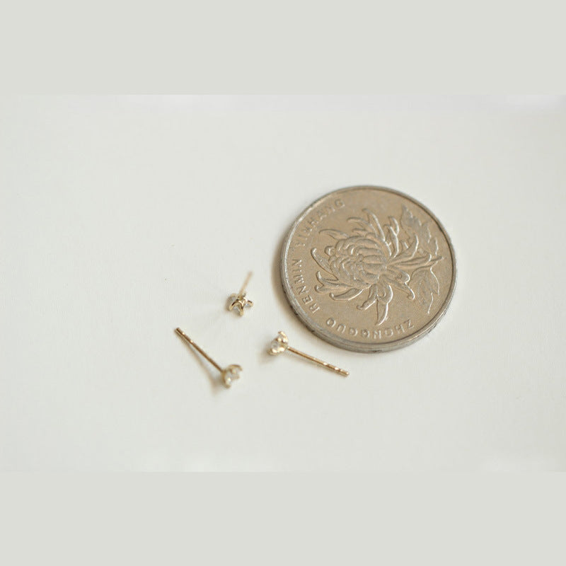 Korean Style Small Zircon Mini Pentagram Gold Earrings