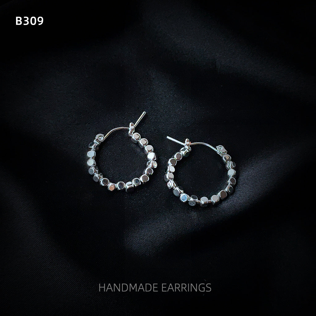 Of Broken Sier Simple Round Circle Ear Earrings