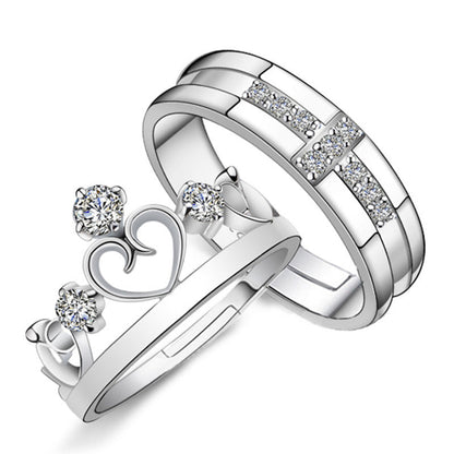 Women's & Men's Crown Couple Prince And Princess Proposal Rings