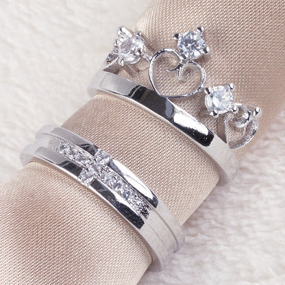 Women's & Men's Crown Couple Prince And Princess Proposal Rings