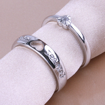 Women's & Men's & Fashion Female Couple Sier-plated Korean Jewelry Open Love Rings