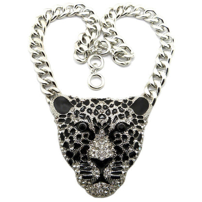 Queen Style Sweater Accessories Chain Fan Leopard Head Necklaces
