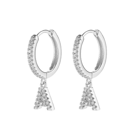 Letters Full Diamond Zircon Gold Plated Earrings