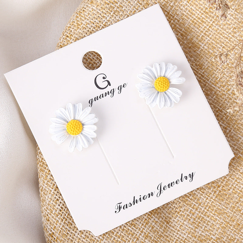 Women's Korean Imitation Sier Glaze Flowers Graceful Earrings