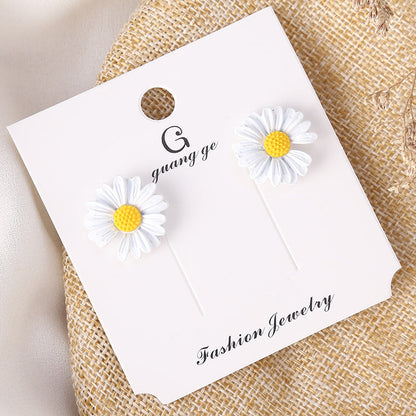 Women's Korean Imitation Sier Glaze Flowers Graceful Earrings
