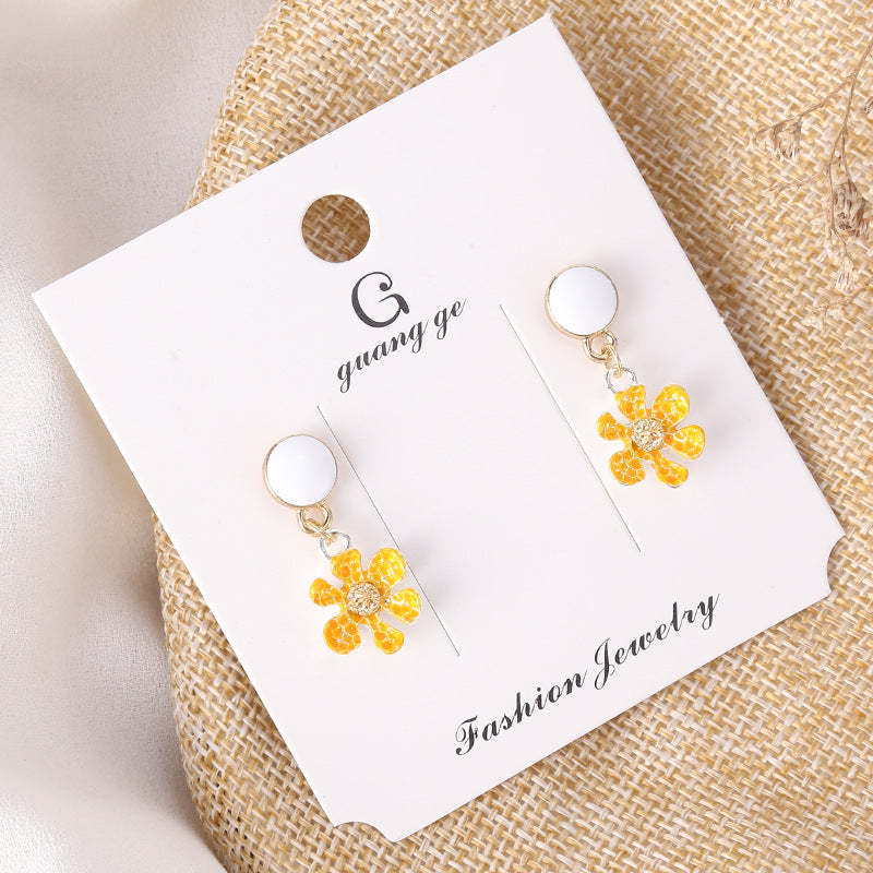 Women's Korean Imitation Sier Glaze Flowers Graceful Earrings
