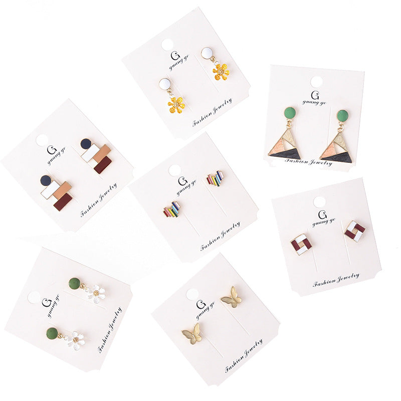 Women's Korean Imitation Sier Glaze Flowers Graceful Earrings