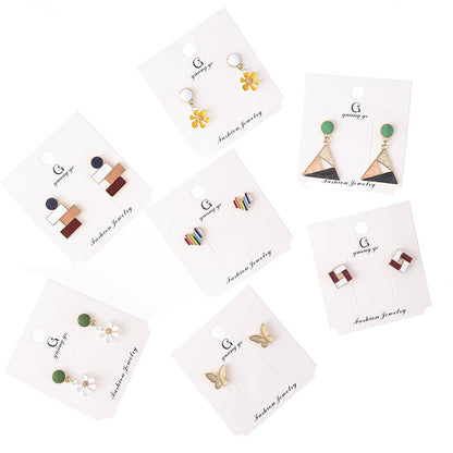 Women's Korean Imitation Sier Glaze Flowers Graceful Earrings