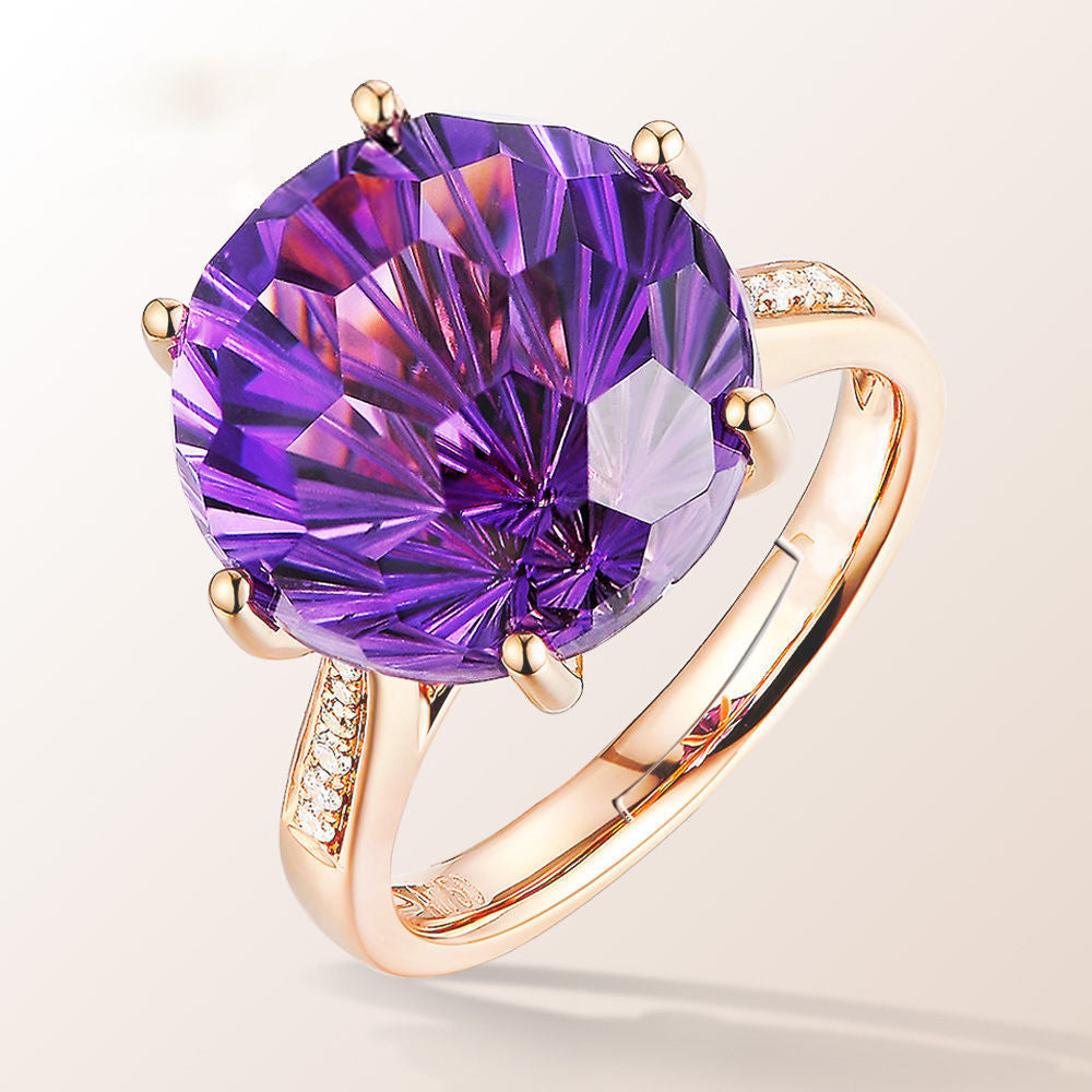 Korean Amethyst Elegant Colored Gemstone Diamond Rings