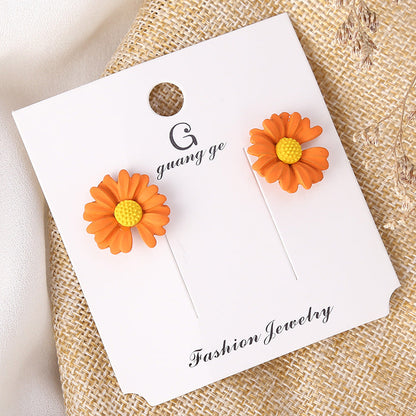 Women's Korean Imitation Sier Glaze Flowers Graceful Earrings