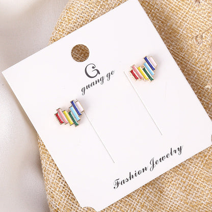 Women's Korean Imitation Sier Glaze Flowers Graceful Earrings