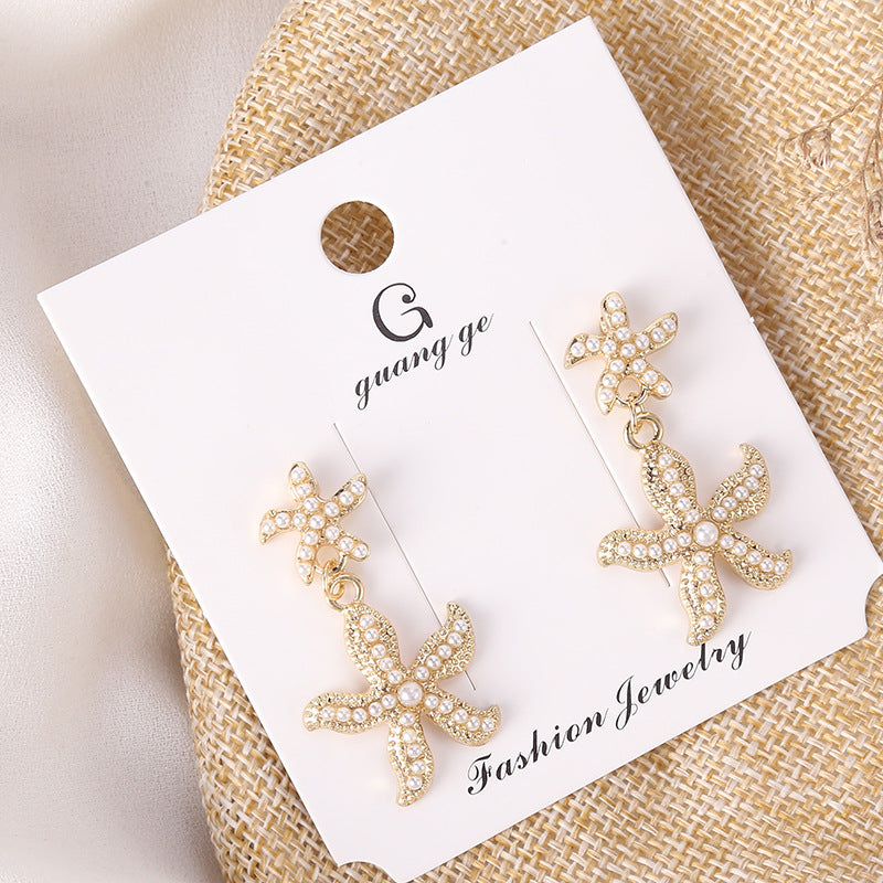Women's Korean Imitation Sier Glaze Flowers Graceful Earrings
