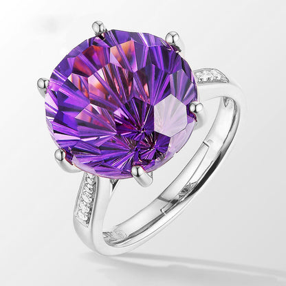 Korean Amethyst Elegant Colored Gemstone Diamond Rings