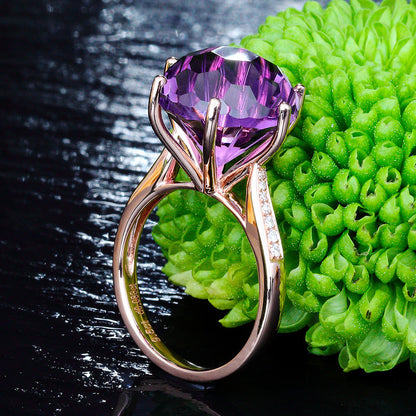 Korean Amethyst Elegant Colored Gemstone Diamond Rings