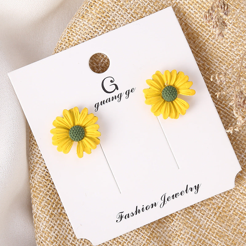 Women's Korean Imitation Sier Glaze Flowers Graceful Earrings