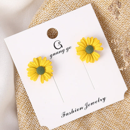 Women's Korean Imitation Sier Glaze Flowers Graceful Earrings