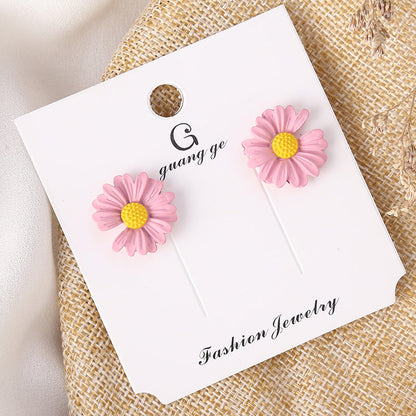 Women's Korean Imitation Sier Glaze Flowers Graceful Earrings