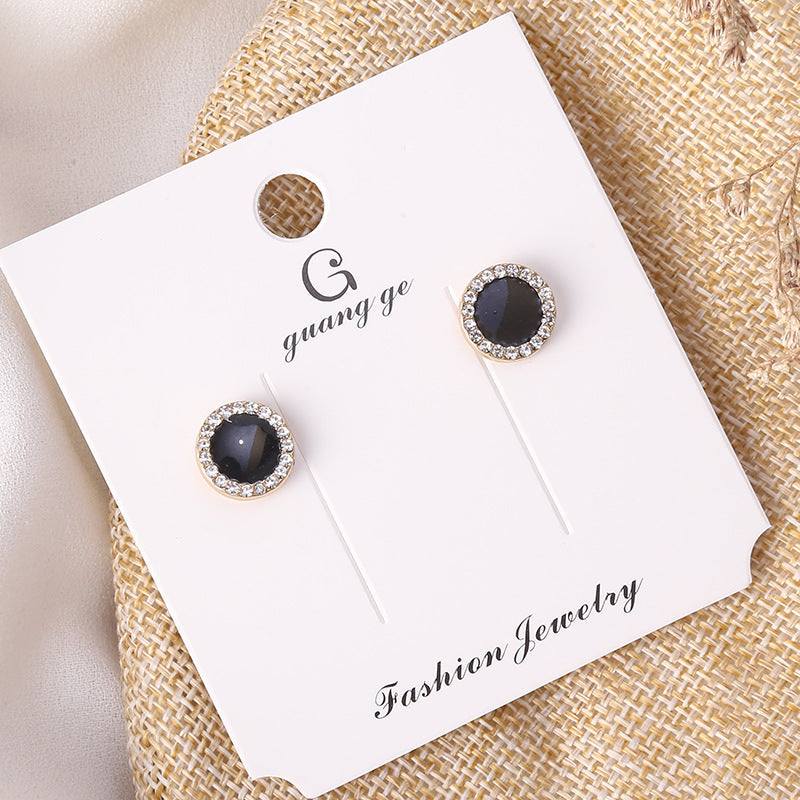 Women's Korean Imitation Sier Glaze Flowers Graceful Earrings