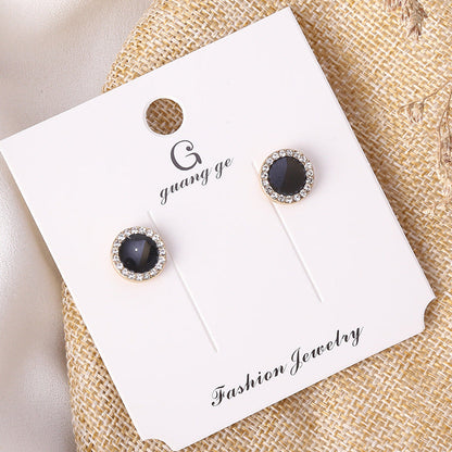 Women's Korean Imitation Sier Glaze Flowers Graceful Earrings